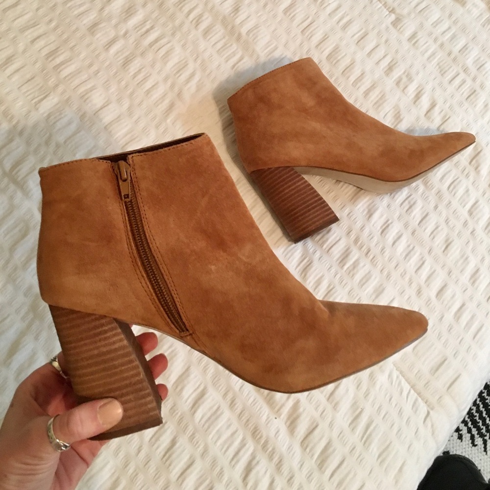 Suede Steve Madden Booties with Chunky Angled Heel